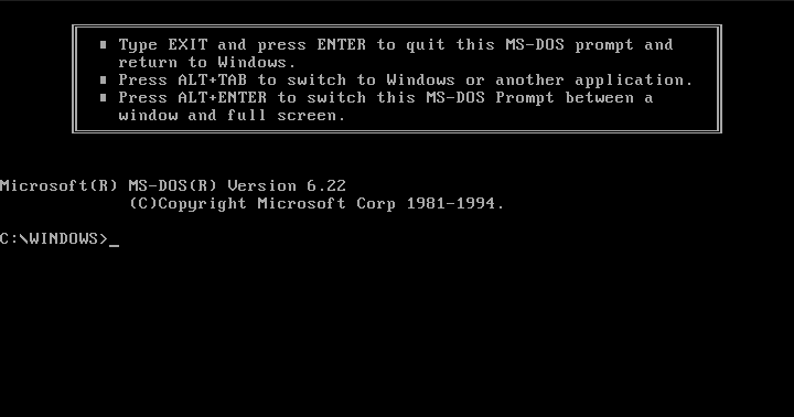 Командная строка в MS-DOS
