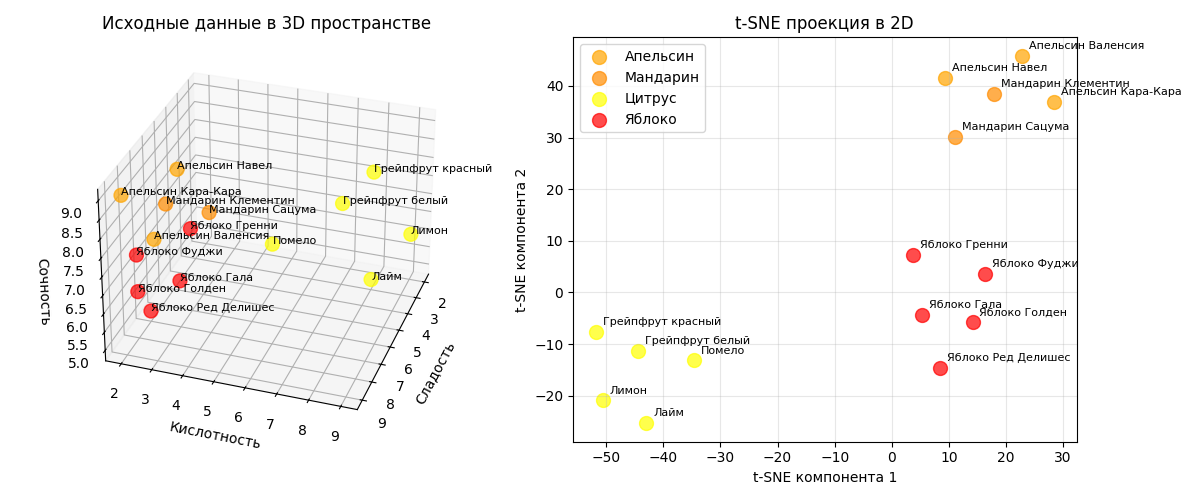 t-SNE фрукты 1